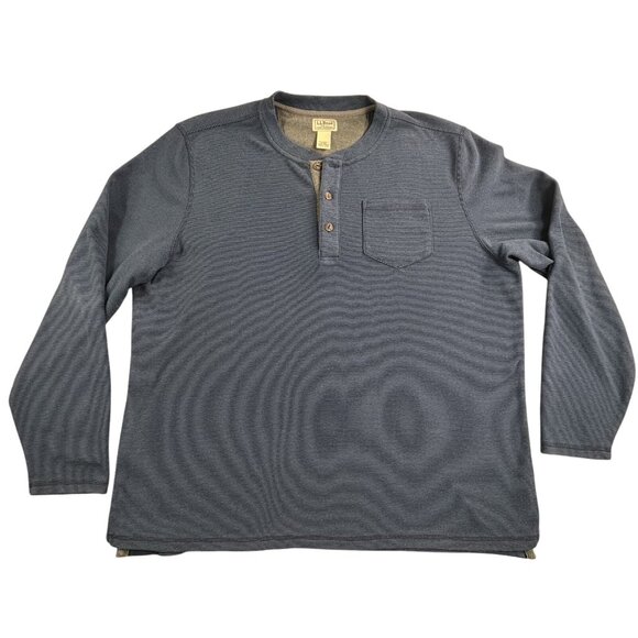 L.L. Bean Other - LL Bean Henley Shirt Mens XL Blue Long Sleeve Pocket Outdoors 500557 Polyester